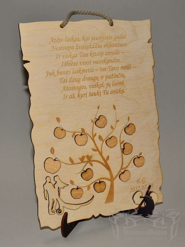 Pjovimas ir graviravimas lazeriu dovanos krikštynoms