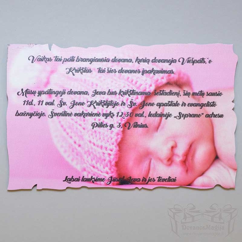 Pakvietimai ant medžio dovanos krikštynoms