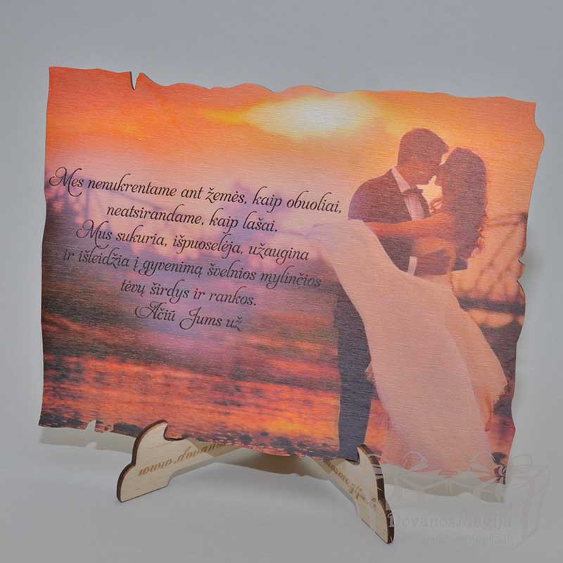 Nuotraukos ant plokštės 13 Kvietimas graviruotas 20x30cm Spauda ant medžio, DovanosMagija_Medinės Dovanos iš plokštės