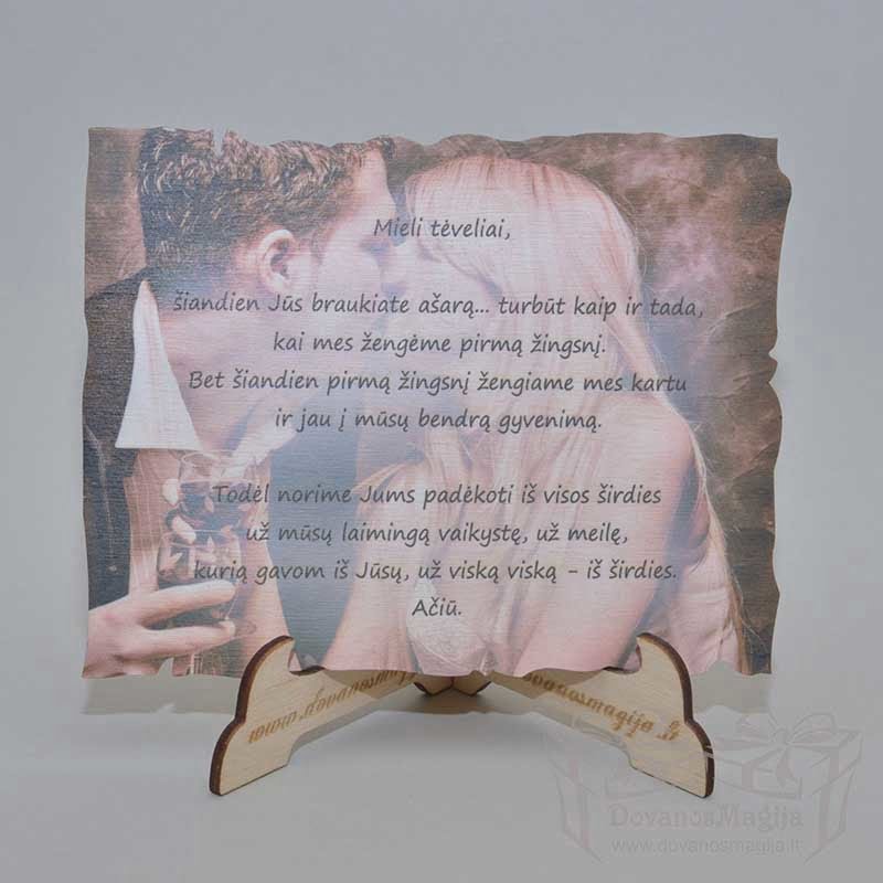 Nuotraukos ant plokštės 12 Kvietimas su spauda 10x15cm DovanosMagija_Medinės Dovanos iš plokštės