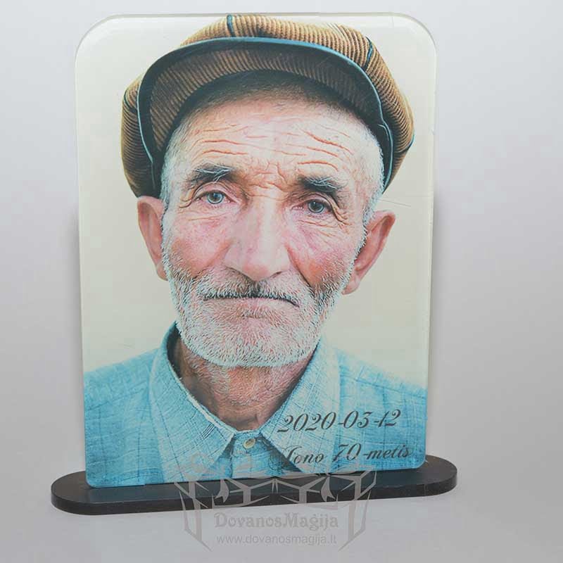 Stiklinis foto rėmelis 14 foto rėmelis, foto stovas iš organinio stiklo 13x18x3cm spauda, UV spausdinimas DovanosMagija_ Foto stovas iš organinio stiklo 01