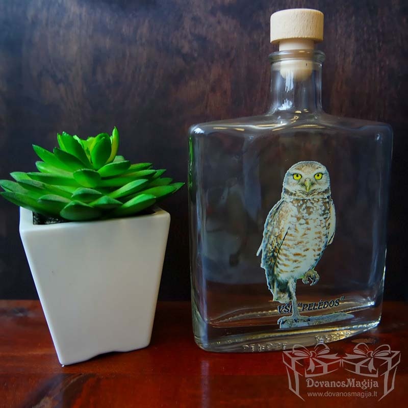 Stiklinis butelis su graviravimu ar spauda