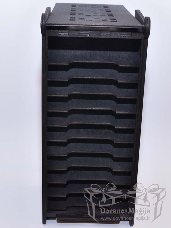 Medinė dėžutė pavyzdžiams 35x14x15cm dažyta