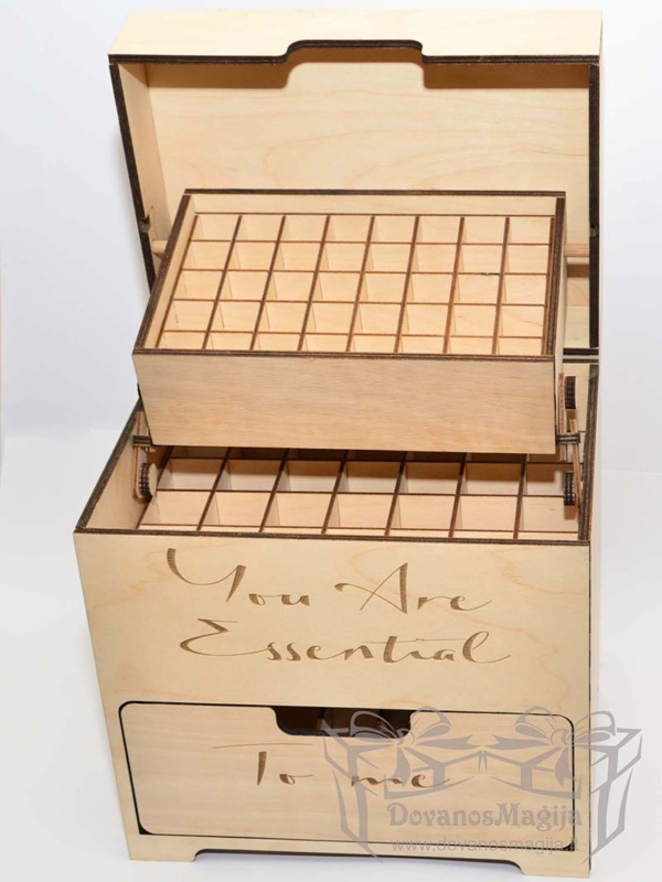 Medinė dėžutė aliejaus buteliukams 20x28x30cm