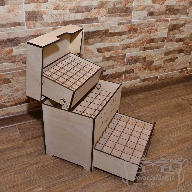 Medinė dėžutė aliejaus buteliukams 20x28x30cm