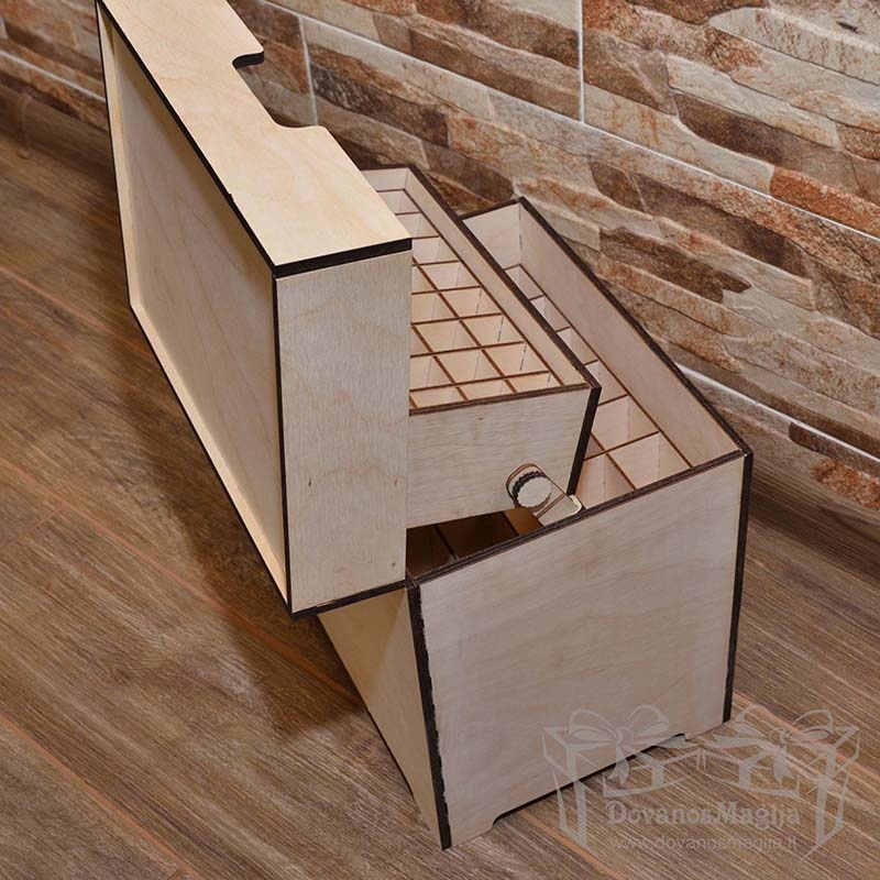 Medinė dėžutė aliejaus buteliukams 20x28x30cm