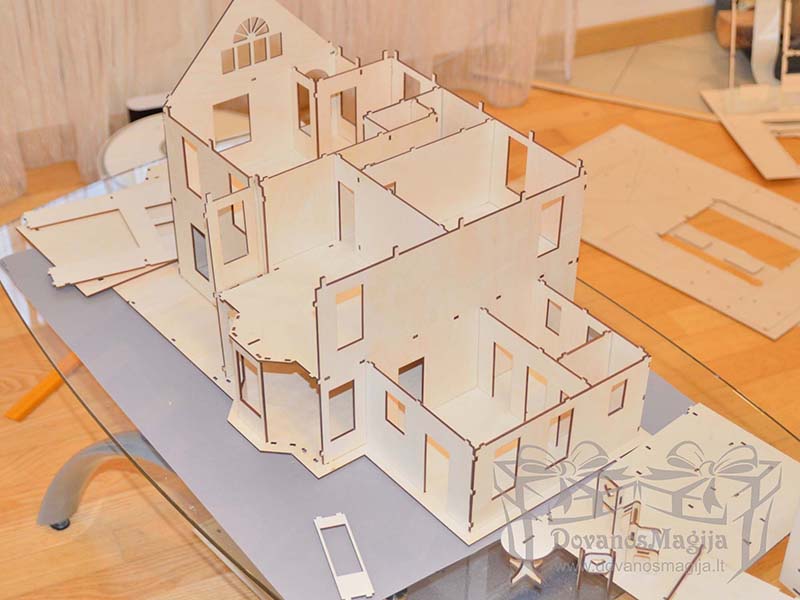 Medinis konstruktorius lėlių namas 40x60x30cm