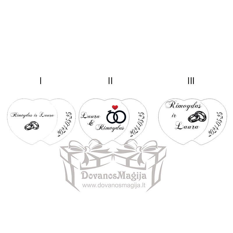 Spyna širdelės su graviravimu vestuvėms